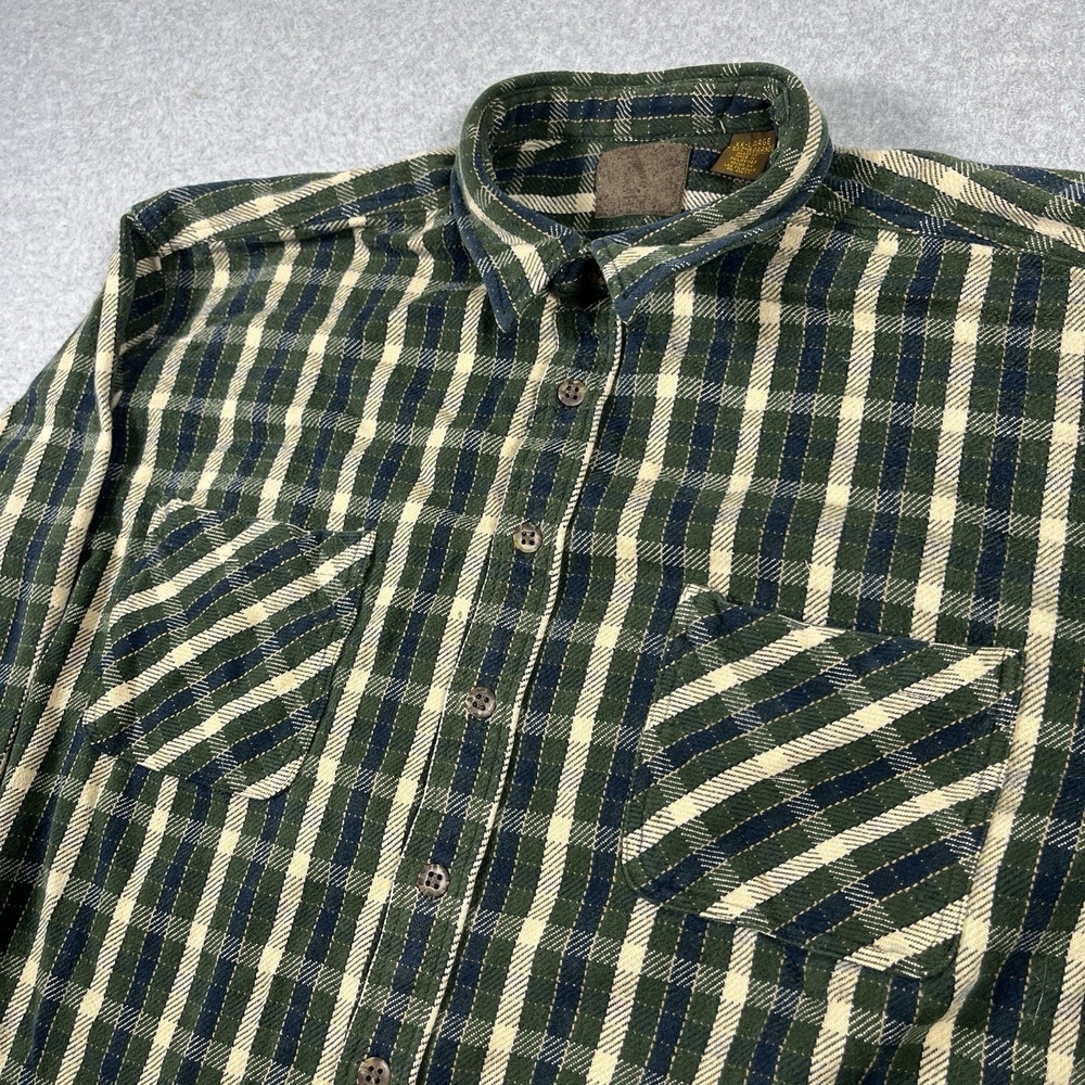 Vintage St Johns Bay Shirt Mens XXL Green Flannel Plaid Button Up Cotton 90s - Picture 6 of 9